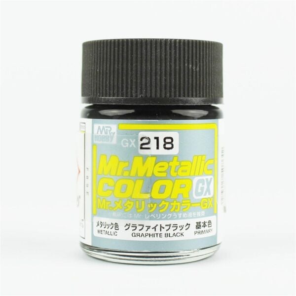 Mr.Hobby GX-218 18 ml. Graphite Black, Metalik Serisi Model Boyası