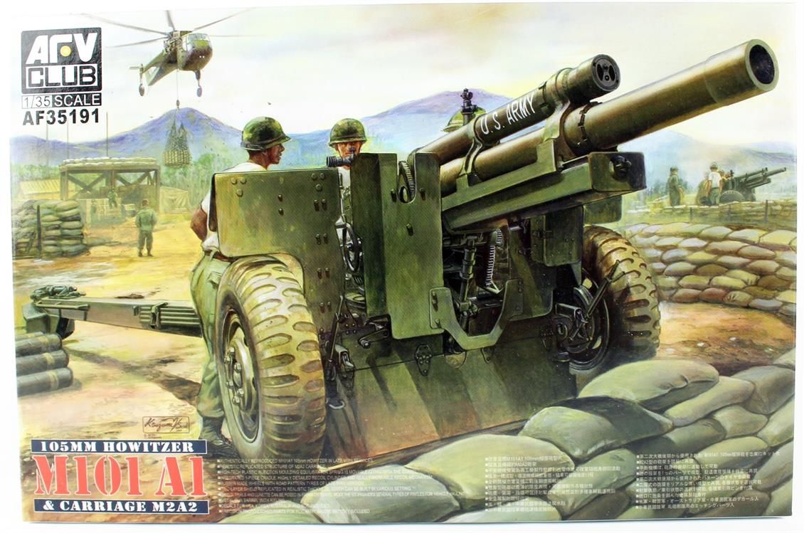 AFV Club AF35191 1/35 Ölçek, 105mm HOWITZER M101A1 & M2A2 Arabalı Topu, Plastik Model kiti