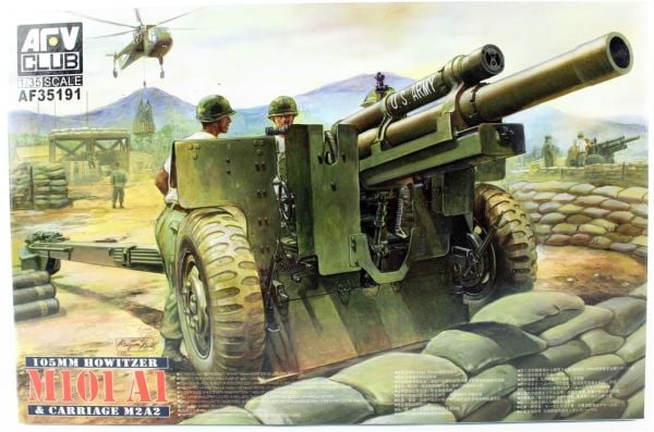 AFV Club AF35191 1/35 Ölçek, 105mm HOWITZER M101A1 & M2A2 Arabalı Topu, Plastik Model kiti