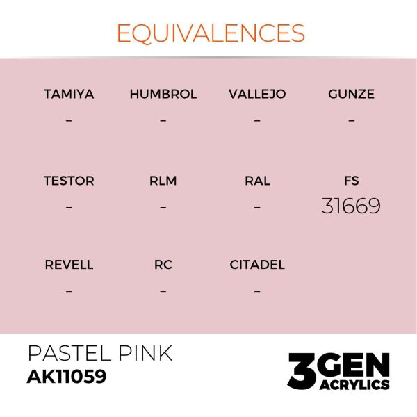 AK 11059 17 ml. Pastel Pink, 3GEN Akrilik Model Boyası