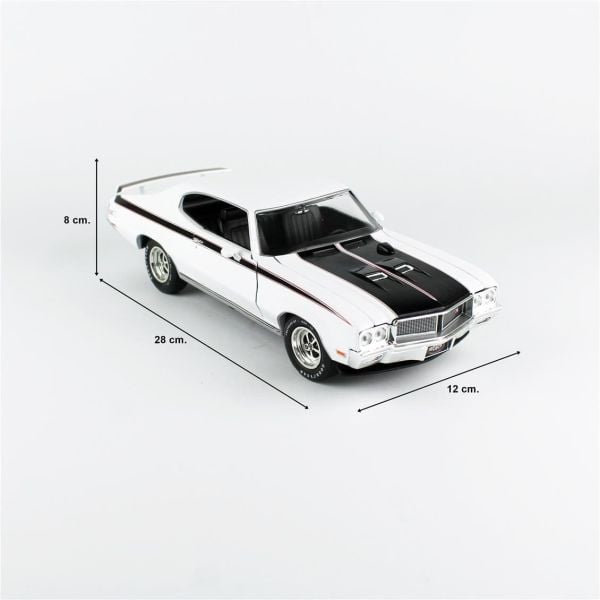 AutoWorld AMM1322 1/18 Ölçek, 1970 Buick Hardtop GSX (MCACN), Apollo White, Sergilemeye Hazır Metal Araba Modeli
