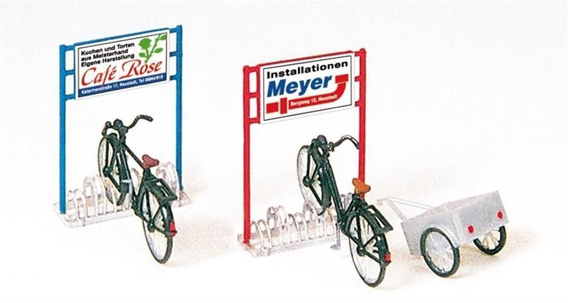Preiser 17163 1/87 Ölçek, Bisikletler, Standlar ve Römorklar, Boyanmış Plastik Modelleri, 5 Adet