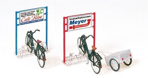 Preiser 17163 1/87 Ölçek, Bisikletler, Standlar ve Römorklar, Boyanmış Plastik Modelleri, 5 Adet