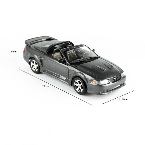 AutoWorld AMM1326 1/18 Ölçek, 2003 Mustang Saleen S281 SC Speedster, Dark Shadow Gray With Signature,Sergilemeye Hazır Metal Ar