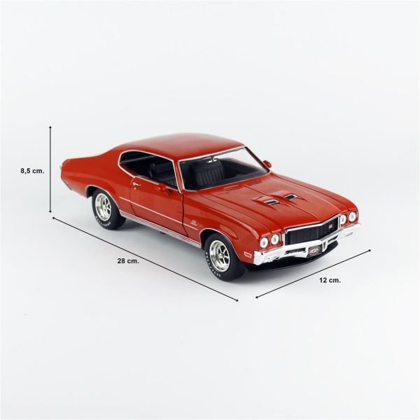 AutoWorld AMM1327 1/18 Ölçek, 1972 Buick GS Hardtop (MCACN), Br. Orange, Sergilemeye Hazır Metal Araba Modeli