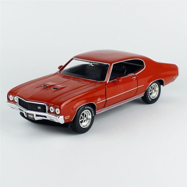 AutoWorld AMM1327 1/18 Ölçek, 1972 Buick GS Hardtop (MCACN), Br. Orange, Sergilemeye Hazır Metal Araba Modeli