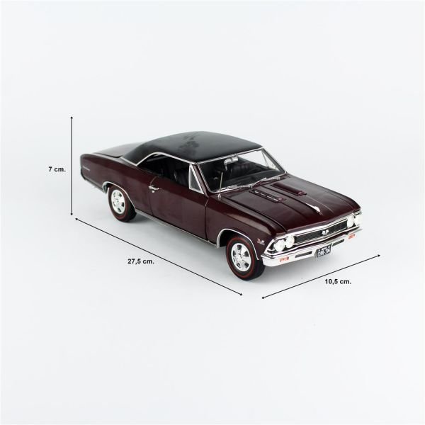 AutoWorld AMM1343 1/18 Ölçek, 1966 Chevrolet Chevelle SS396, Sergilemeye Hazır Metal Araba Modeli
