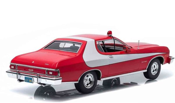 GreenLight 19017 1/18 Ölçek, 1976 Ford Gran Torino (Starsky&Hutch TV Seri 1975-79), Kırmızı-Beyaz, Sergilemeye Hazır Metal Arab