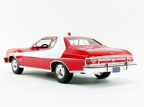GreenLight 19017 1/18 Ölçek, 1976 Ford Gran Torino (Starsky&Hutch TV Seri 1975-79), Kırmızı-Beyaz, Sergilemeye Hazır Metal Arab
