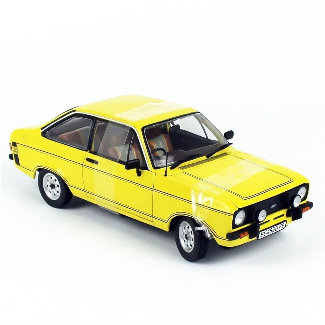 Sunstar 4620 1/18 Ölçek, 1975 Ford Escort MKII Sport, Sarı, Sergilemeye Hazır Metal Ralli Araba Modeli