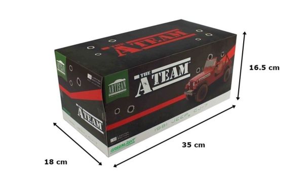 GreenLight 19091 1/18 Ölçek, Jeep CJ-5, Animal Preserve (A Team 1983-87 TV Seri), Kırmızı, Sergilemeye Hazır Metal Cip Modeli