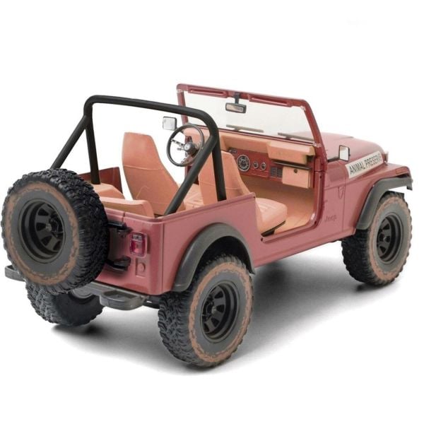 GreenLight 19091 1/18 Ölçek, Jeep CJ-5, Animal Preserve (A Team 1983-87 TV Seri), Kırmızı, Sergilemeye Hazır Metal Cip Modeli