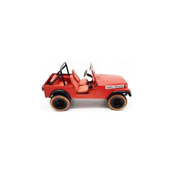 GreenLight 19091 1/18 Ölçek, Jeep CJ-5, Animal Preserve (A Team 1983-87 TV Seri), Kırmızı, Sergilemeye Hazır Metal Cip Modeli