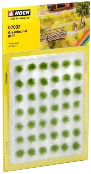 Noch 7032 Çim Öbekleri, Yeşil, 6 mm. 42 Adet Diorama Malzemesi