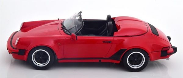 KKscale 180451 1/18 Ölçek, 1989 Porsche 911 Speedster, Kırmızı, Sergilemeye Hazır Metal Araba Modeli