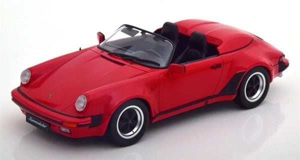 KKscale 180451 1/18 Ölçek, 1989 Porsche 911 Speedster, Kırmızı, Sergilemeye Hazır Metal Araba Modeli