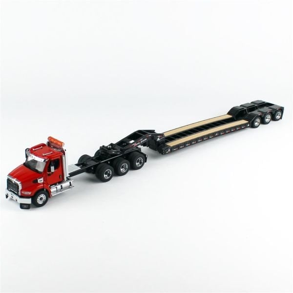 Diecast Masters 71090 1/50 Ölçek, Western Star 49X SBFA Tridem Kırmızı Kabinli Çekici ve XL 120 HDG Drop Deck Dorse, Sergilemey