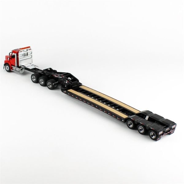 Diecast Masters 71090 1/50 Ölçek, Western Star 49X SBFA Tridem Kırmızı Kabinli Çekici ve XL 120 HDG Drop Deck Dorse, Sergilemey