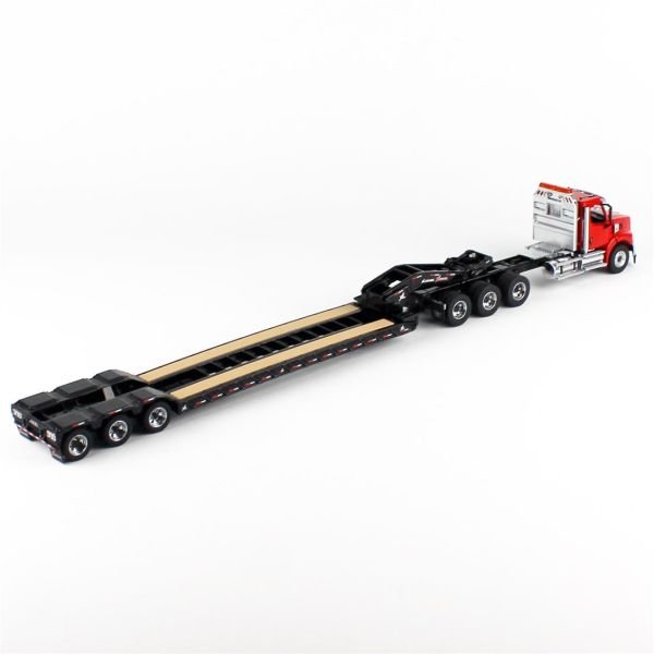 Diecast Masters 71090 1/50 Ölçek, Western Star 49X SBFA Tridem Kırmızı Kabinli Çekici ve XL 120 HDG Drop Deck Dorse, Sergilemey
