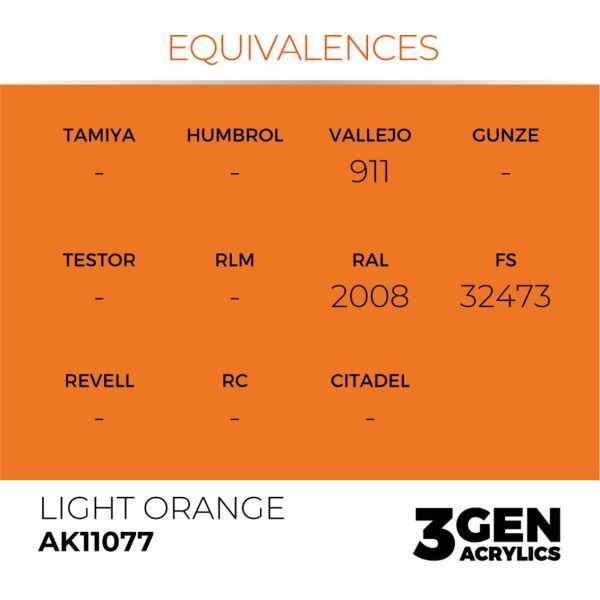 AK 11077 17 ml. Light Orange, 3GEN Akrilik Model Boyası