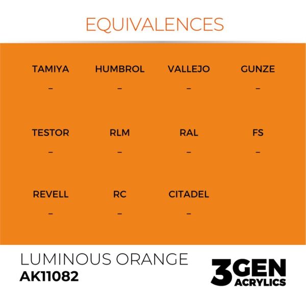 AK 11082 17 ml. Luminous Orange, 3GEN Akrilik Model Boyası