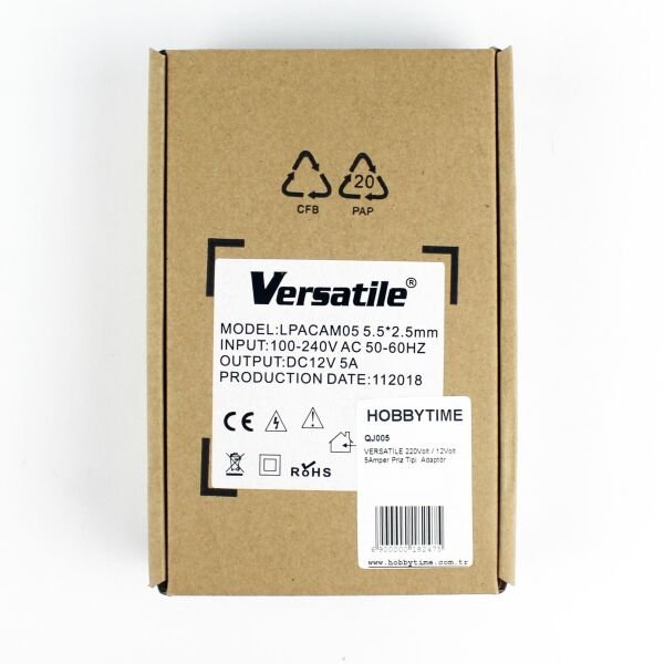 VERSATİLE 220Volt / 12Volt 5Amper Priz Tipi  Adaptör