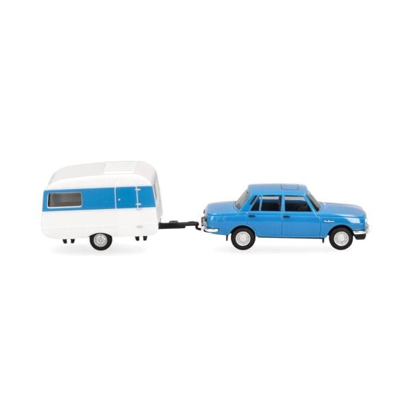 Herpa 028585-002 1/87 Ölçek, Wartburg 353 1982 Sedan ve Çekme Karavan, Sergilemeye Hazır Model Araç