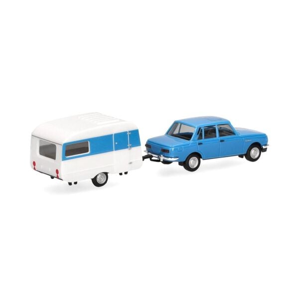 Herpa 028585-002 1/87 Ölçek, Wartburg 353 1982 Sedan ve Çekme Karavan, Sergilemeye Hazır Model Araç