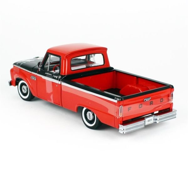 Sunstar 1304 1/18 Ölçek, 1965 Ford F-100 Kamyonet, Kırmızı-Siyah, Sergilemeye Hazır Metal Araba Modeli