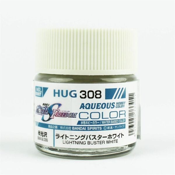 Mr.Hobby HUG-308 10 ml. Lightning Buster White, Aqueous Gundam Serisi Model Boyası