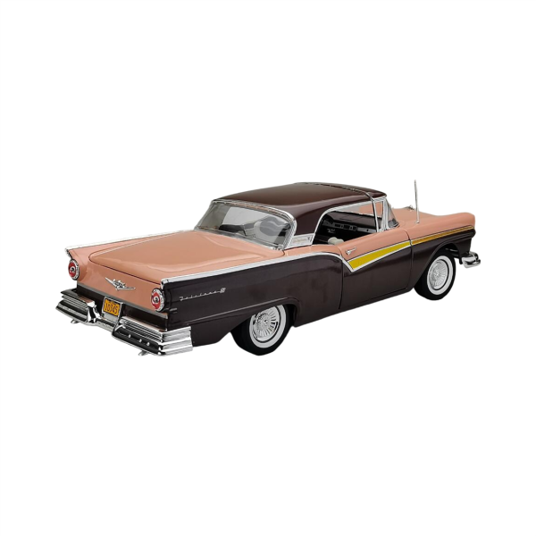 Sunstar 1345 1/18 Ölçek, 1957 Ford Fairlane 500 Skyliner, Kahve-Koyu Bej, Sergilemeye Hazır Metal Araba Modeli