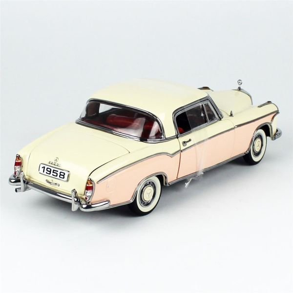 Sunstar 3591 1/18 Ölçek, 1958 Mercedes Benz  220SE Coupe, Bej-Pembe, Sergilemeye Hazır Metal Araba Modeli