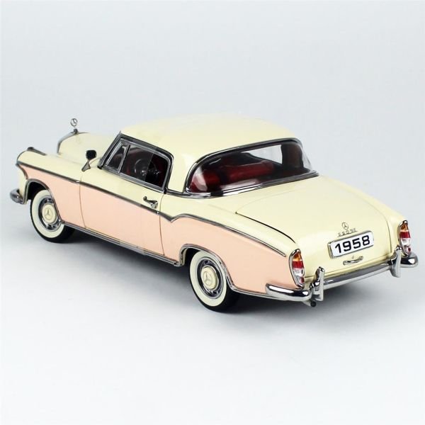 Sunstar 3591 1/18 Ölçek, 1958 Mercedes Benz  220SE Coupe, Bej-Pembe, Sergilemeye Hazır Metal Araba Modeli