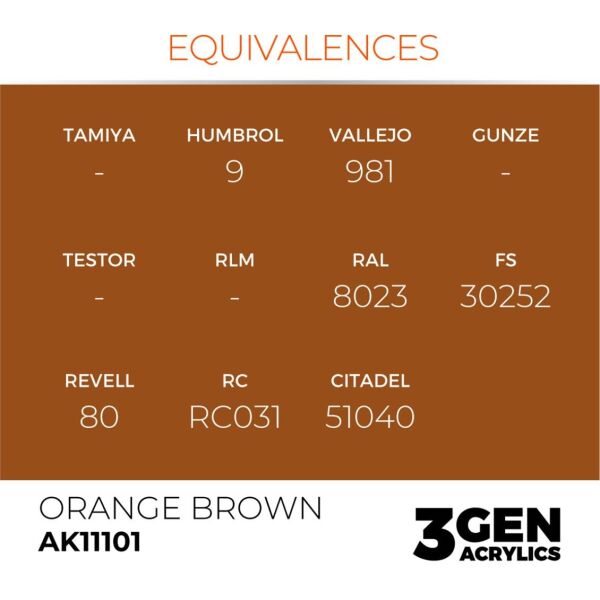 AK 11101 17 ml. Orange Brown, 3GEN Akrilik Model Boyası
