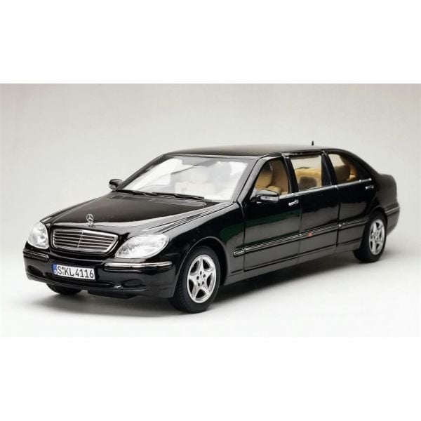 Sunstar 4116 1/18 Ölçek, Mercedes-Benz S-Class Pullman, Siyah, Sergilemeye Hazır Metal Araba Modeli