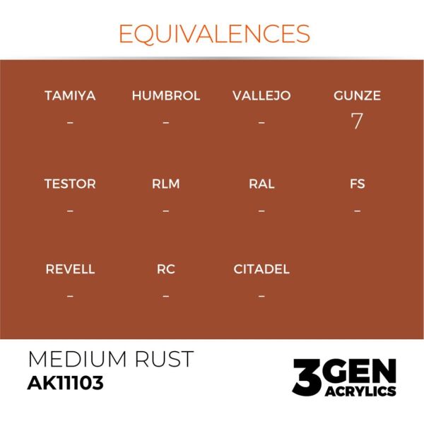 AK 11103 17 ml. Medium Rust, 3GEN Akrilik Model Boyası