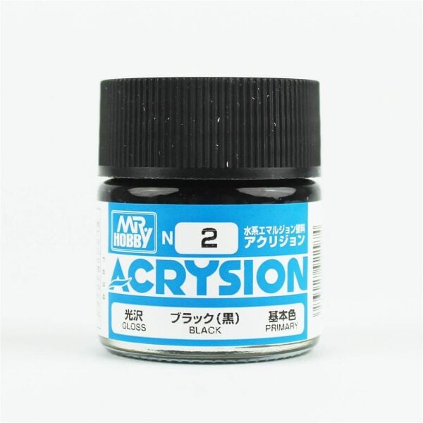 Mr.Hobby N-002 10 ml. Black, Acrysion Serisi Model Boyası