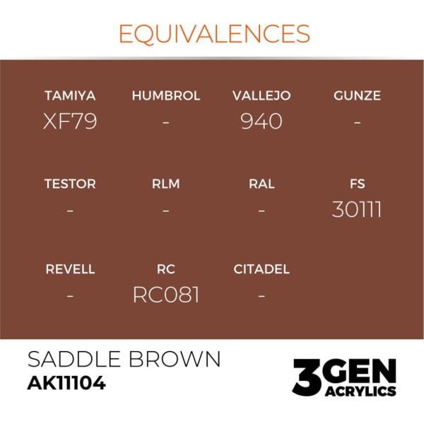 AK 11104 17 ml. Saddle Brown, 3GEN Akrilik Model Boyası