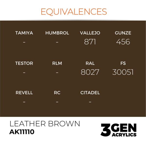 AK 11110 17 ml. Leather Brown, 3GEN Akrilik Model Boyası