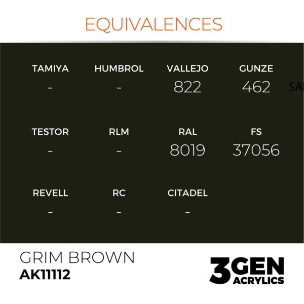 AK 11112 17 ml. Grim Brown, 3GEN Akrilik Model Boyası