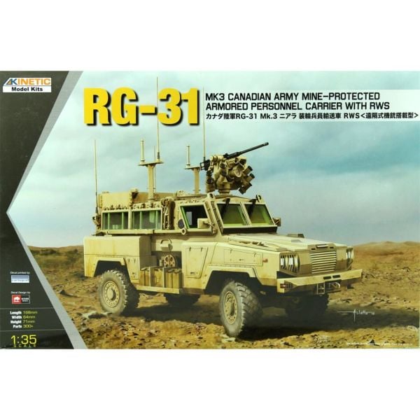 Kinetic K61010 1/35 Ölçek, RG-31 Mk3 RWS Zırhlı Aracı, Plastik Model kiti