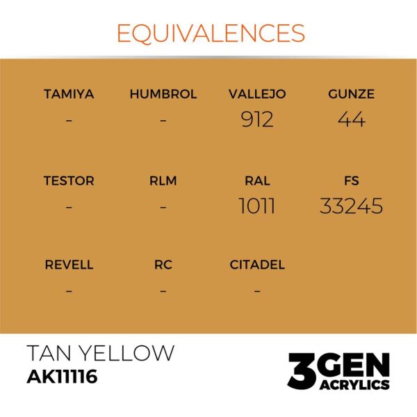 AK 11116 17 ml. Tan Yellow, 3GEN Akrilik Model Boyası