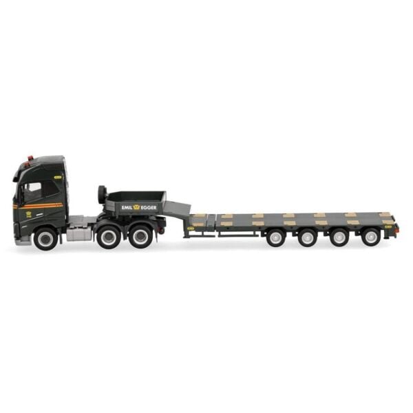 Herpa 318853 1/87 Ölçek, Volvo FH GL 2020 3 Akslı Çekici ve 4 Akslı Düşük Taban Dorseli TIR, Emil Eger, Sergilemeye Hazır Model