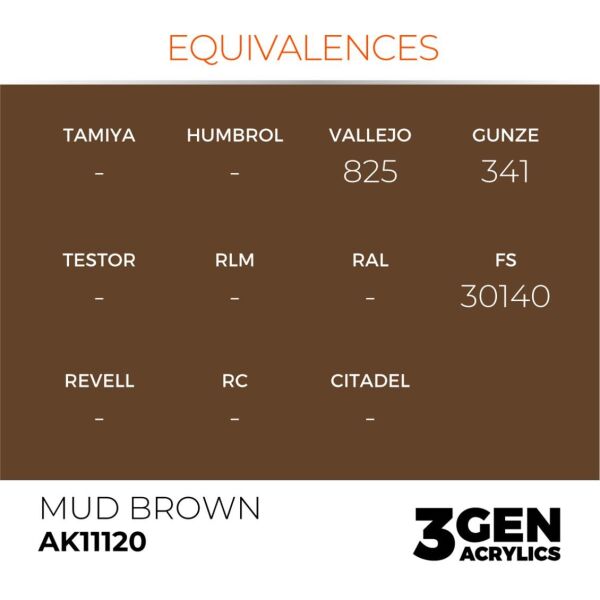 AK 11120 17 ml. Mud Brown, 3GEN Akrilik Model Boyası