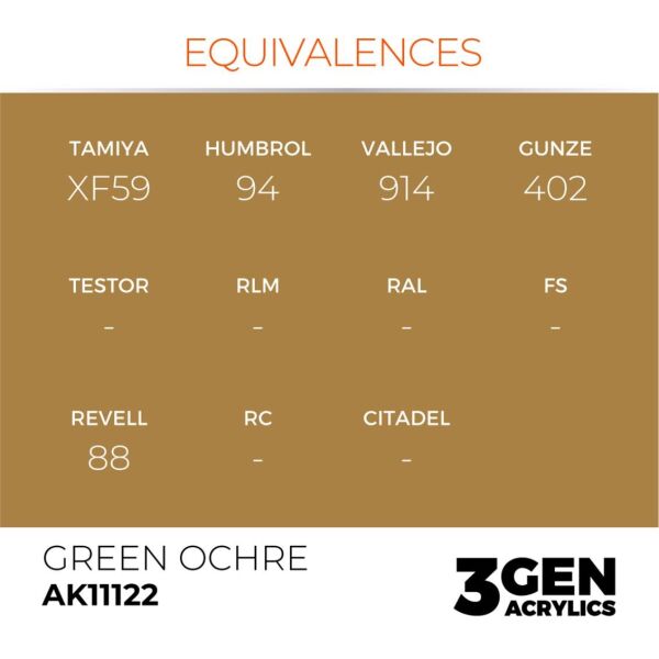AK 11122 17 ml. Green Ocher, 3GEN Akrilik Model Boyası