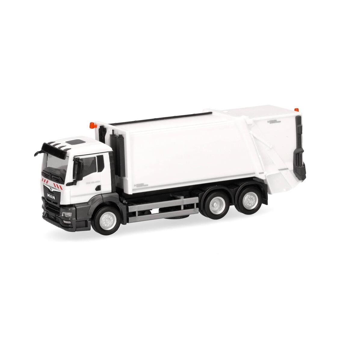 Herpa 319010 1/87 Ölçek, MAN TGS NN Çöp Toplama Aracı, Faun Variopress, Beyaz, Sergilemeye Hazır Model Araç