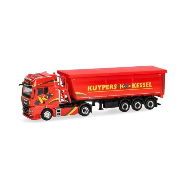 Herpa 319065 1/87 Ölçek, MAN TGX GX Çelik Damperli Dorseli Çekici, Kuypers, Sergilemeye Hazır Model Araç