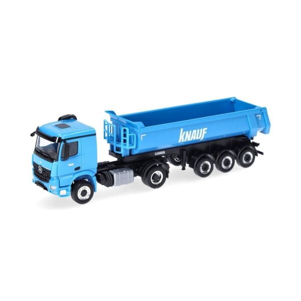 Herpa 319096 1/87 Ölçek, Mercedes-Benz Arocs Classicspace Damperli Dorseli Çekici, Knauf, Mavi, Sergilemeye Hazır Model Araç