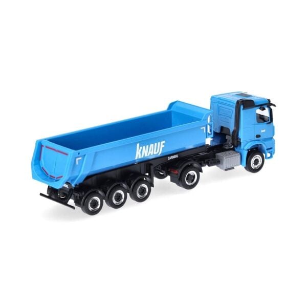 Herpa 319096 1/87 Ölçek, Mercedes-Benz Arocs Classicspace Damperli Dorseli Çekici, Knauf, Mavi, Sergilemeye Hazır Model Araç