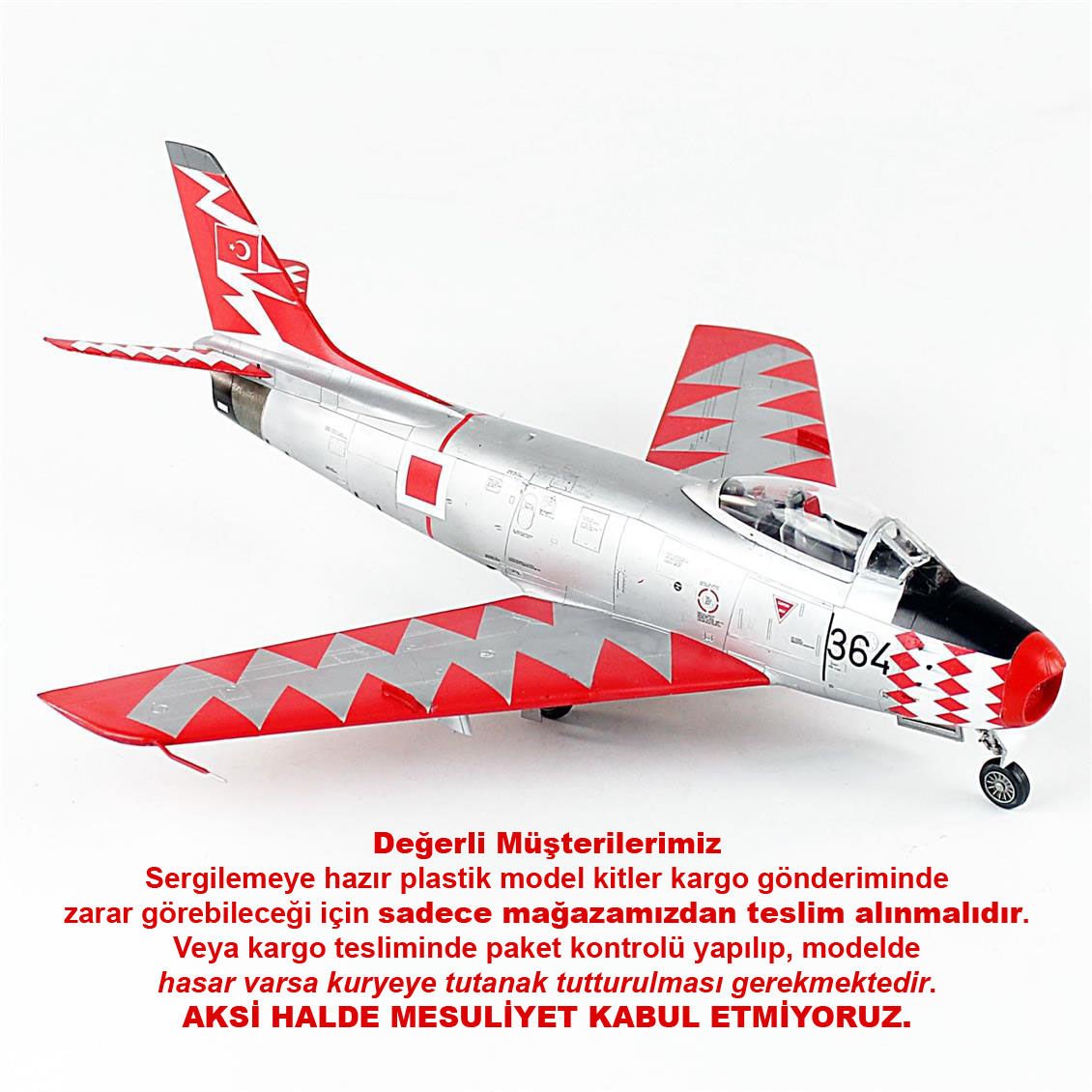 QD164 1/48 Ölçek, F-86E Sabre (Yarasalar) Sergilemeye Hazır Plastik Savaş Uçağı Modeli